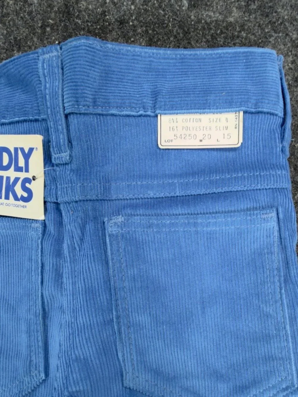Toddy Winks Corduroy Pants Girls 4 Blue Cotton Blend Slim Vintage Deadstock NWT